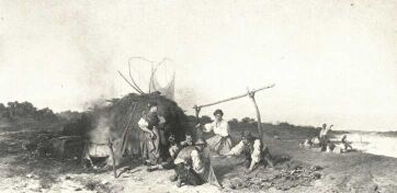 HÁLÓFOLTOZÓK. 1876 BÖHM PÁL OLAJFESTMÉNYE