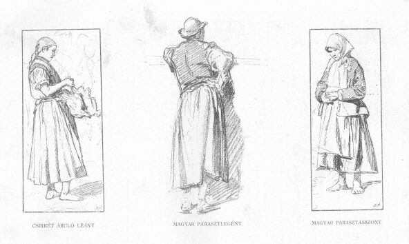 CSIRKÉT ÁRULÓ LEÁNY - MAGYAR PARASZTLEGENY - MAGYAR PARASZTASSZONY - - SZOLNOKI TÍPUSOK PETTENKOFEN ÁGOST RAJZAI