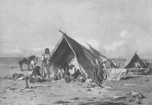 CIGÁNYTANYA. 1855 PETTENKOFEN ÁGOST VÍZFESTMÉNYE BÉCSI MŰVÉSZETTÖRT. GYŰJTEMÉNY