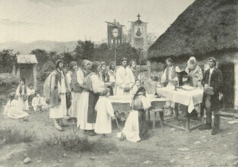 OLÁH TEMETÉS, 1888 BIHARI SÁNDOR FESTMÉNYE F. BARUCH JENŐNÉ TULAJDONA