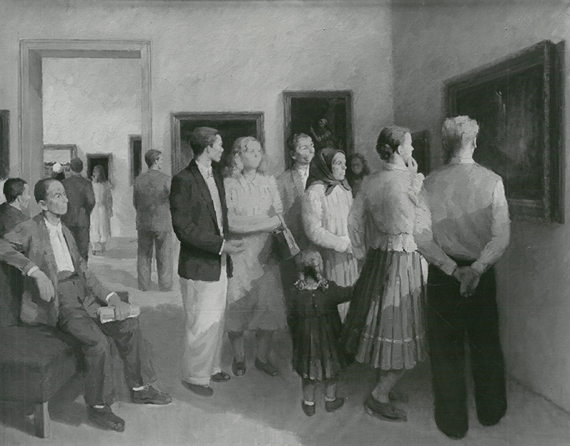 Kórusz József - Látogatók a Munkácsy-kiállításon