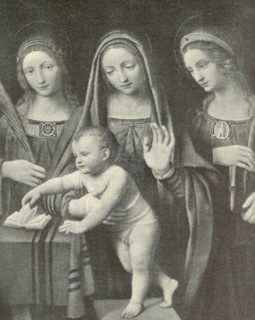 MADONNA, SZ. KATALIN ÉS SZ. BORBÁLA BERNARDINO LUINI FESTMÉNYE SZÉPMŰVÉSZETI MÚZEUM