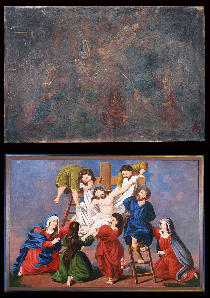 Ismeretlen festő: Levétel a keresztről, az egykori nyíradonyi ikonosztázról, 1860-as évek