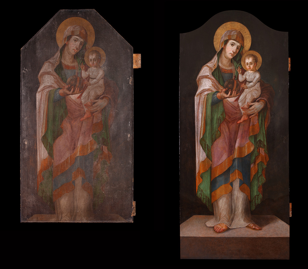 Hittner Mátyás(?): Istenszülő a gyermek Jézussal ikon a nyírpazonyi görögkatolikus templomból