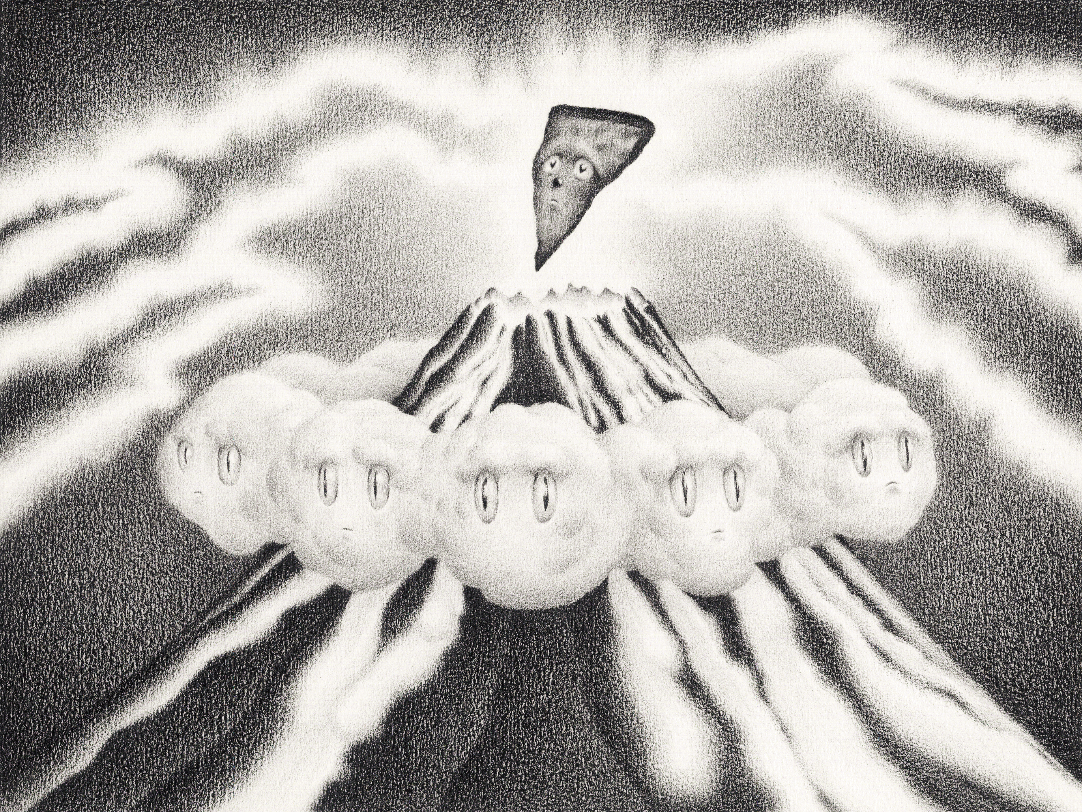 Péter Gallov: One of the last pizza slice 2022 / graphite on paper, 24 x 32 cm