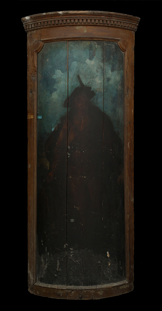 Ismeretlen festő: Kátai József vaskereskedésének drótostótot ábrázoló festett facégére a VII. kerület Király utca 5-ből, 1900-1910