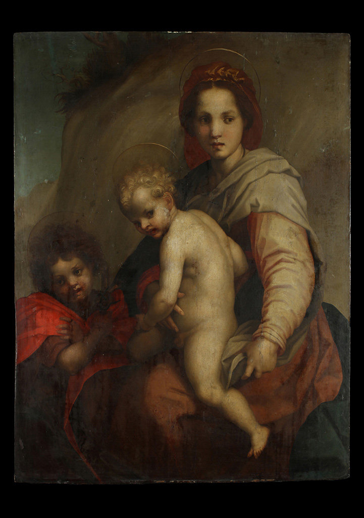 Ismeretlen festő (Andrea del Sarto után): Mária a gyermek Jézussal és a kis Keresztelő Szent Jánossal, 17. sz. után