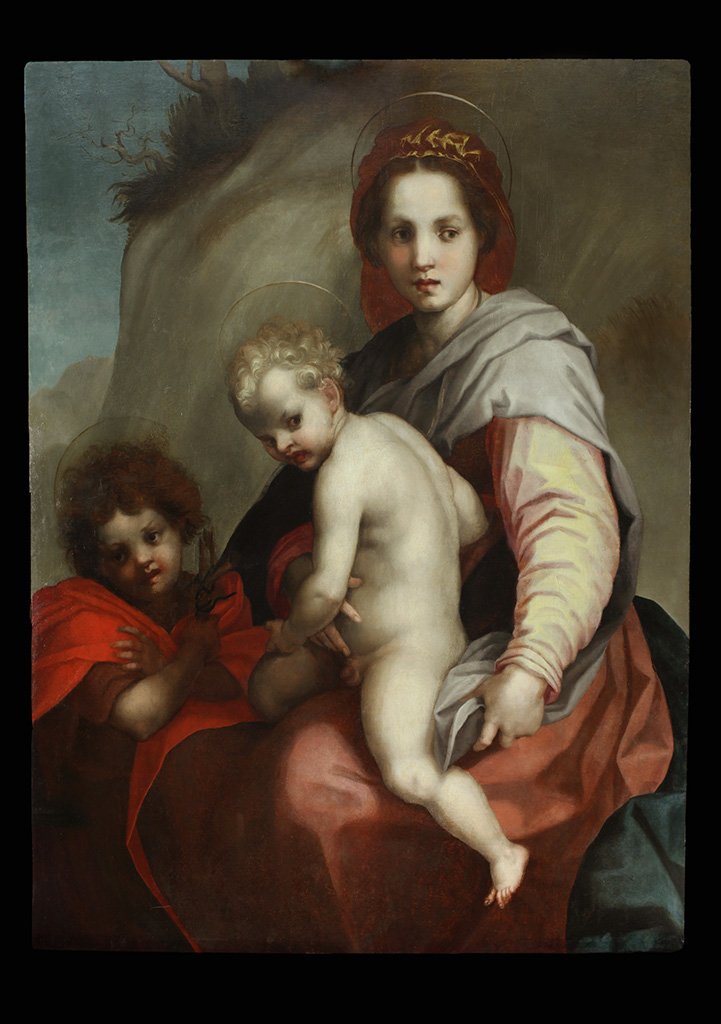 Ismeretlen festő (Andrea del Sarto után): Mária a gyermek Jézussal és a kis Keresztelő Szent Jánossal, 16. sz.