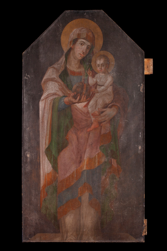 Ismeretlen festő: Istenszülő a gyermek Jézussal ikon a nyírpazonyi görögkatolikus templomból, 1820 k.