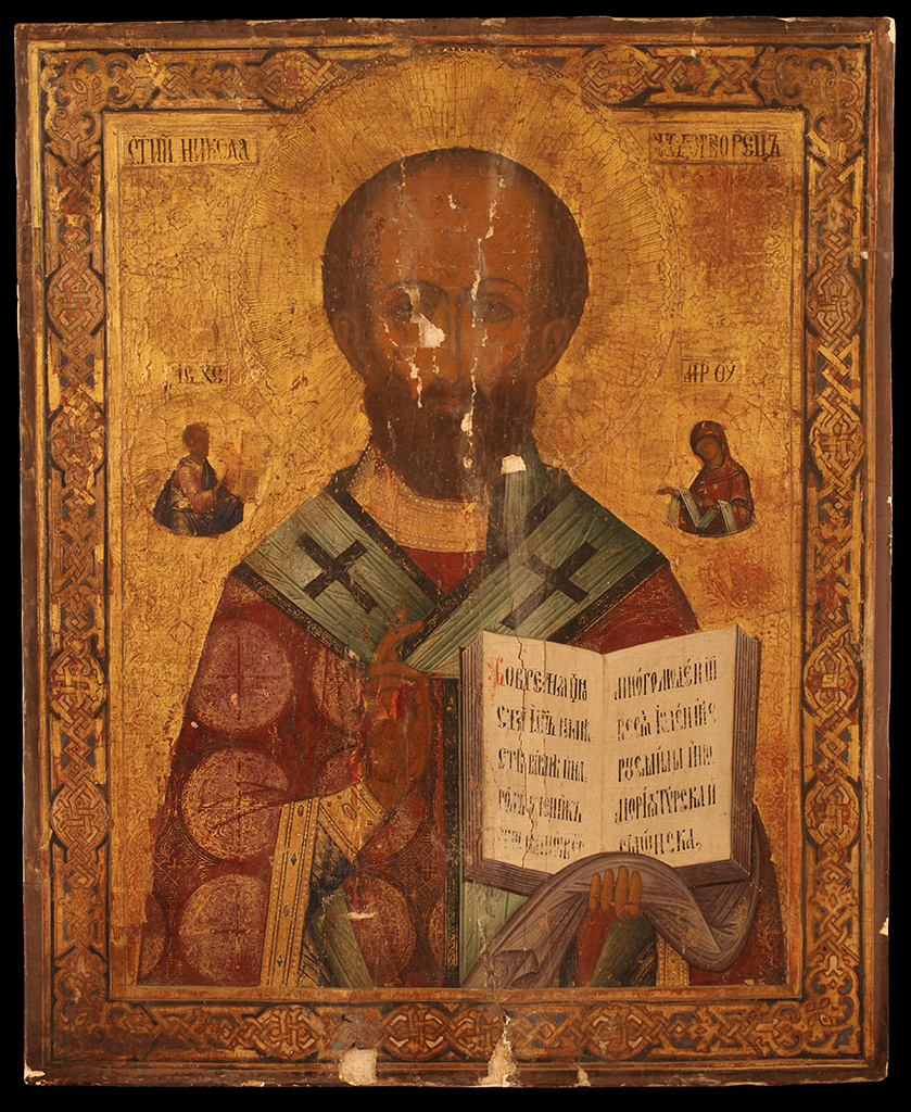 Orosz ikonfestő: Szent Miklós püspök, 19. sz.